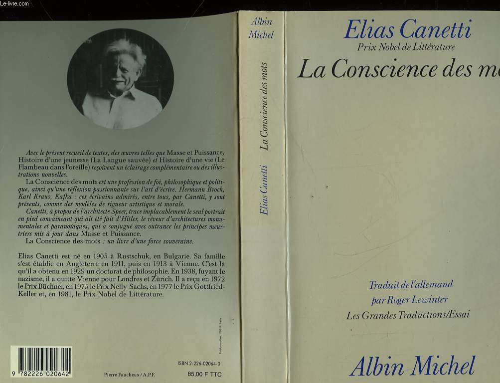 CANETTI ELIAS - LA CONSIENCE DES MOTS