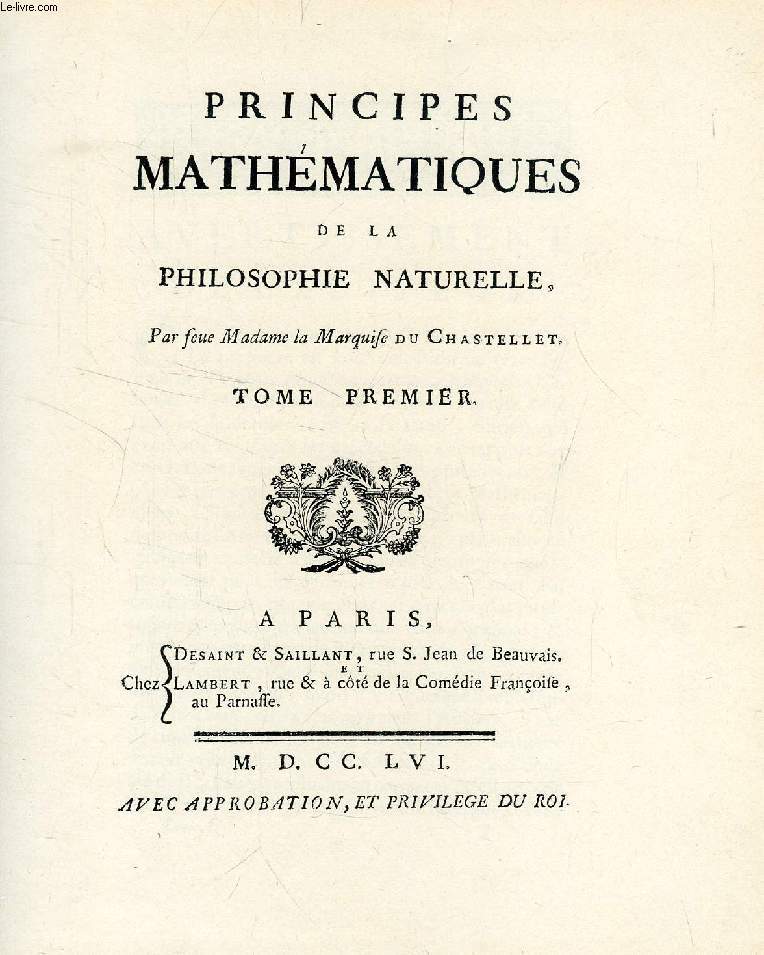 Principes Mathematiques De La Philosophie Naturelle, 2 Tomes Newton Isaac